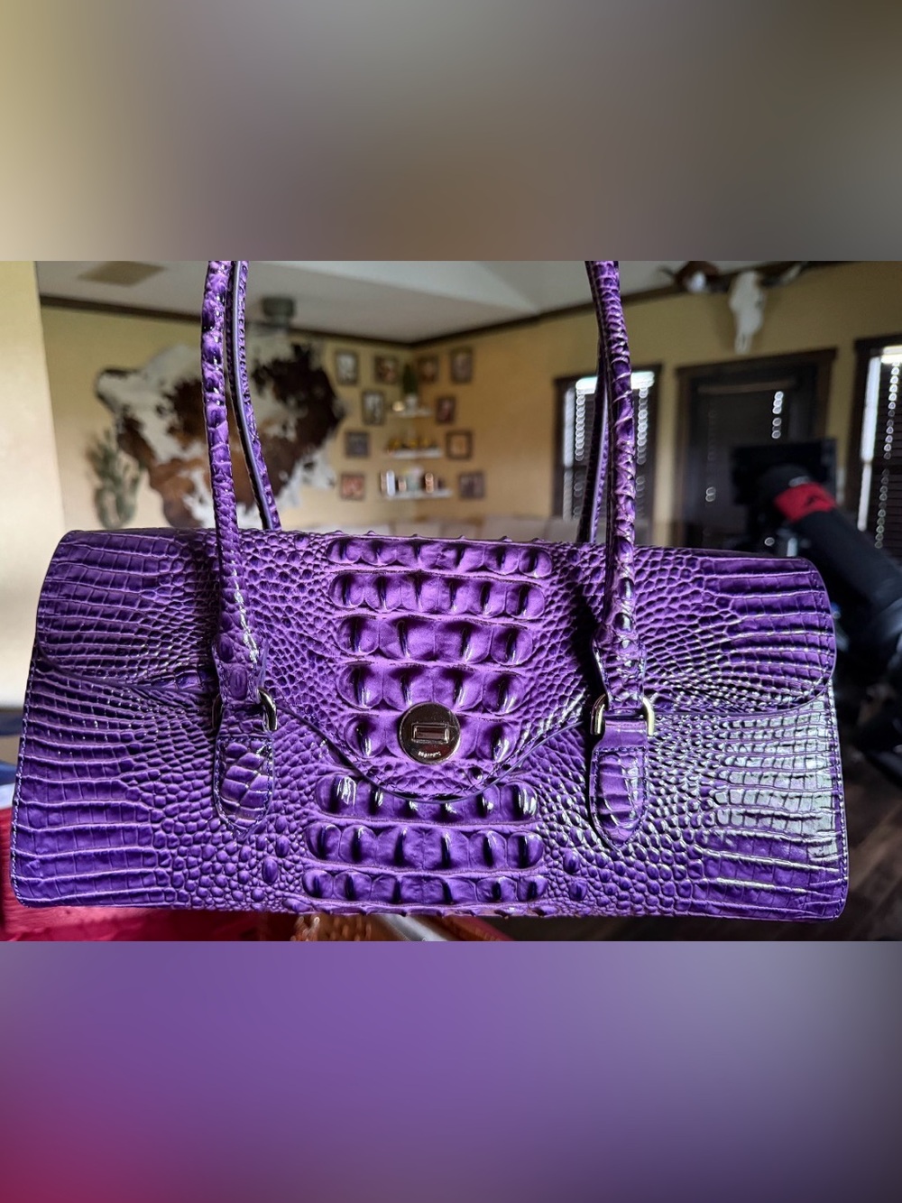 Brahmin Melbourne Collection Dayan Satchel Bag Heroic Purple Leather